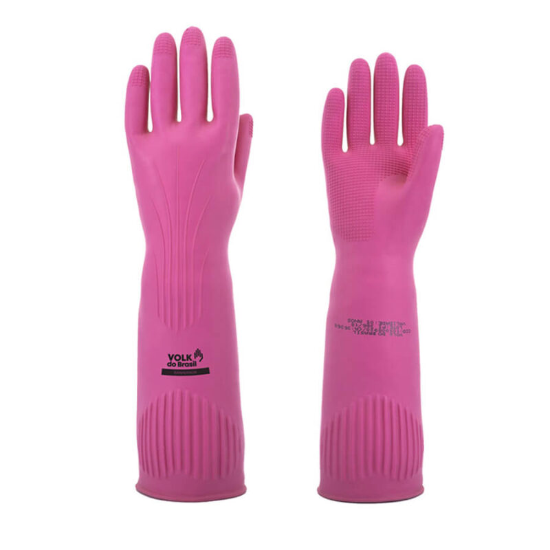 Luva Látex Ranhurada Rosa - CA36368