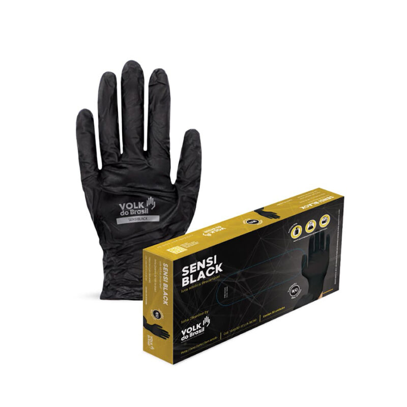 Luva Nitrílica Descartável Sensi Black - CA38260