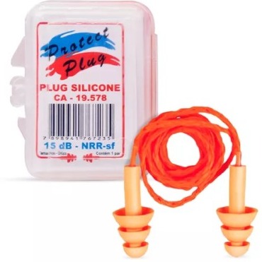 Protetor auditivo de inserção em Silicone cordão algodão 15dB CA19578